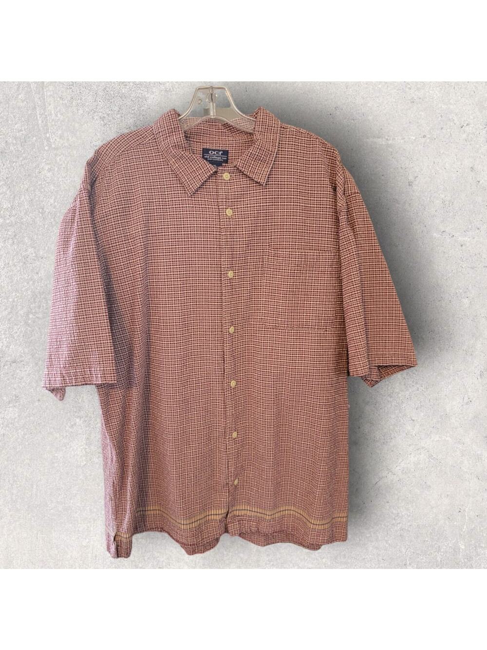 Old College Inn Mens Shirt Top XL Pockets Button Up Plaid Red Short Sleeve OCI